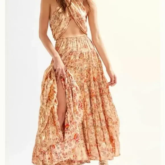 NWT Free People Shimmering Something Magical Floral Maxi Dress